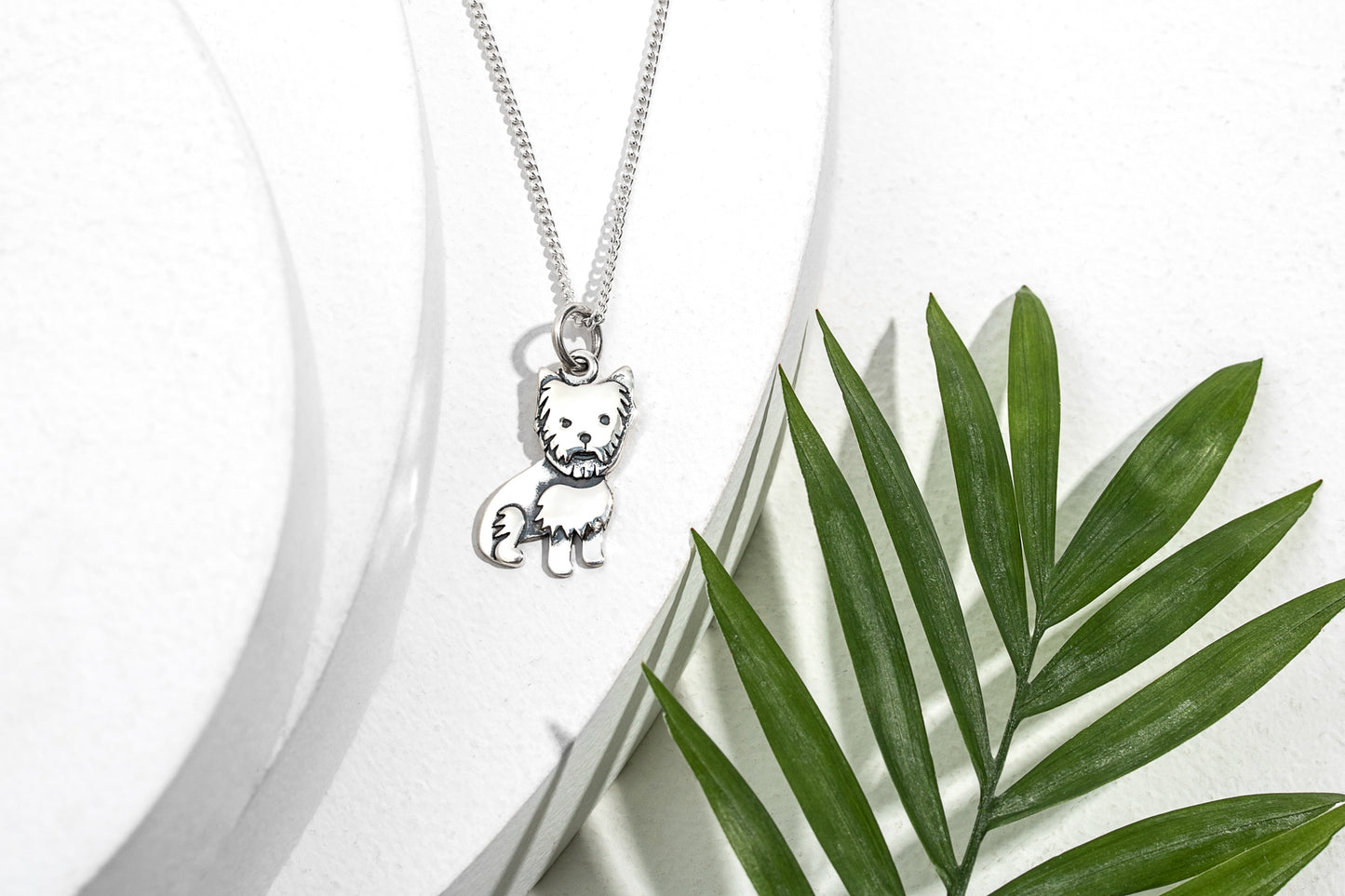 Sterling Silver Yorkie Dog Pendant Necklace