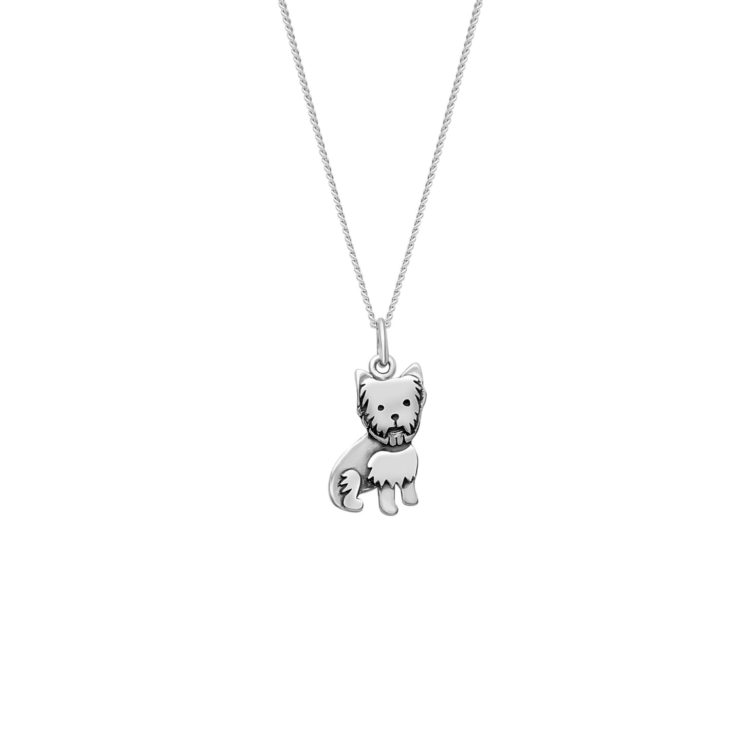 Sterling Silver Yorkie Dog Pendant Necklace