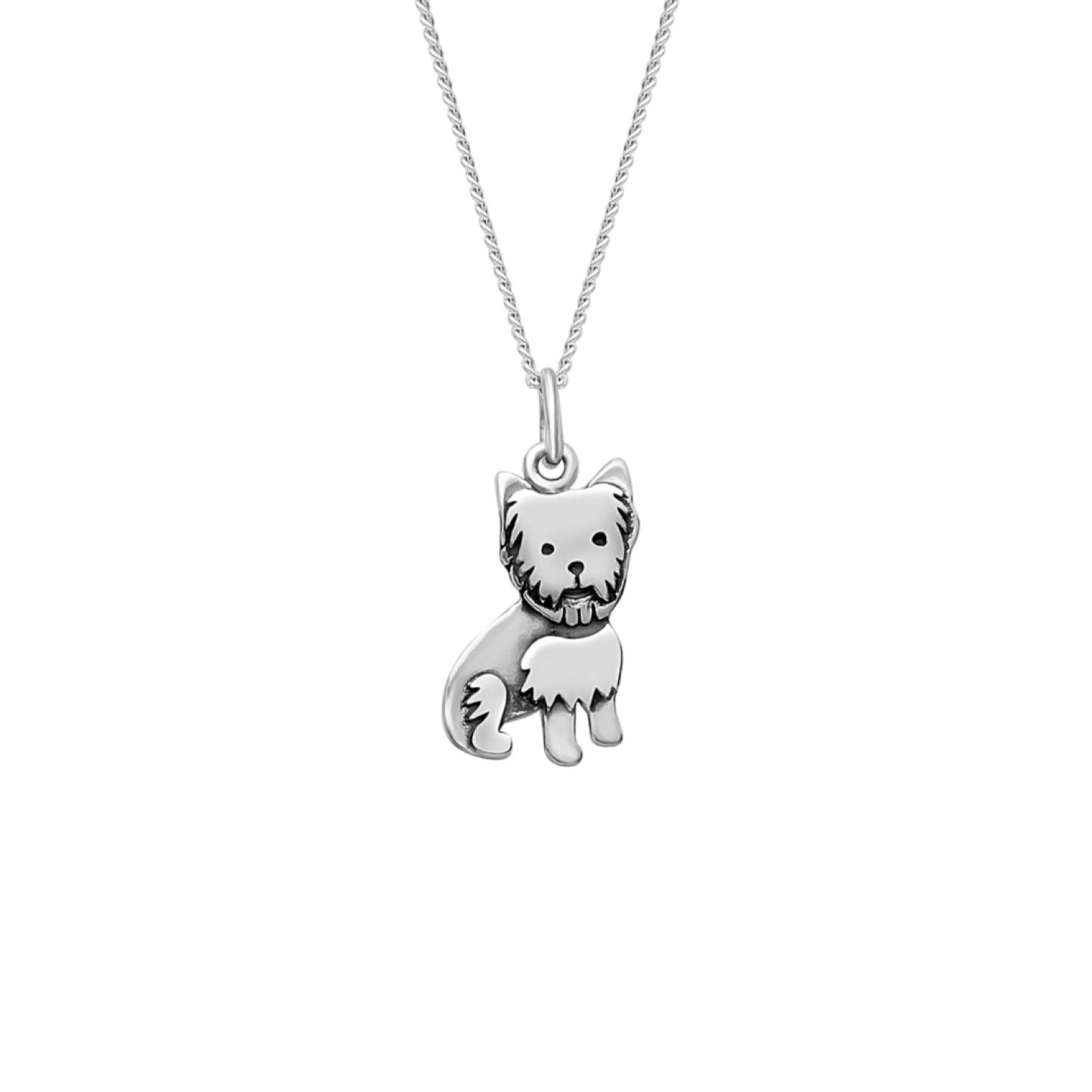 Sterling Silver Yorkie Dog Pendant Necklace