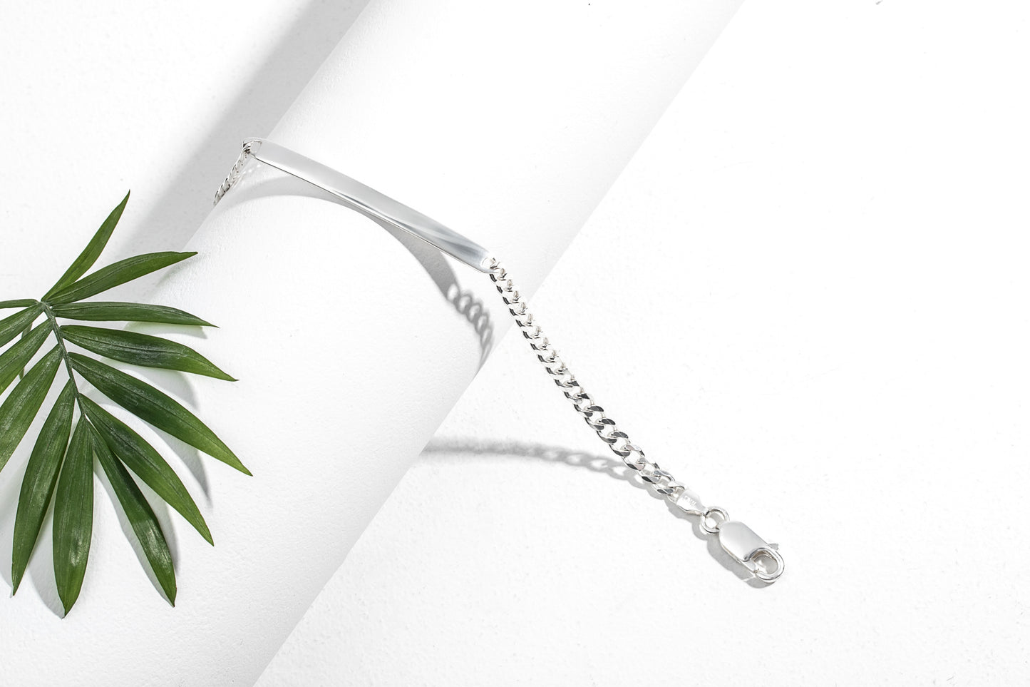 Sterling Silver Curb Chain ID Bracelet