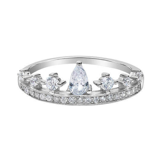 Cubic Zirconia & Sterling Silver Crown Ring
