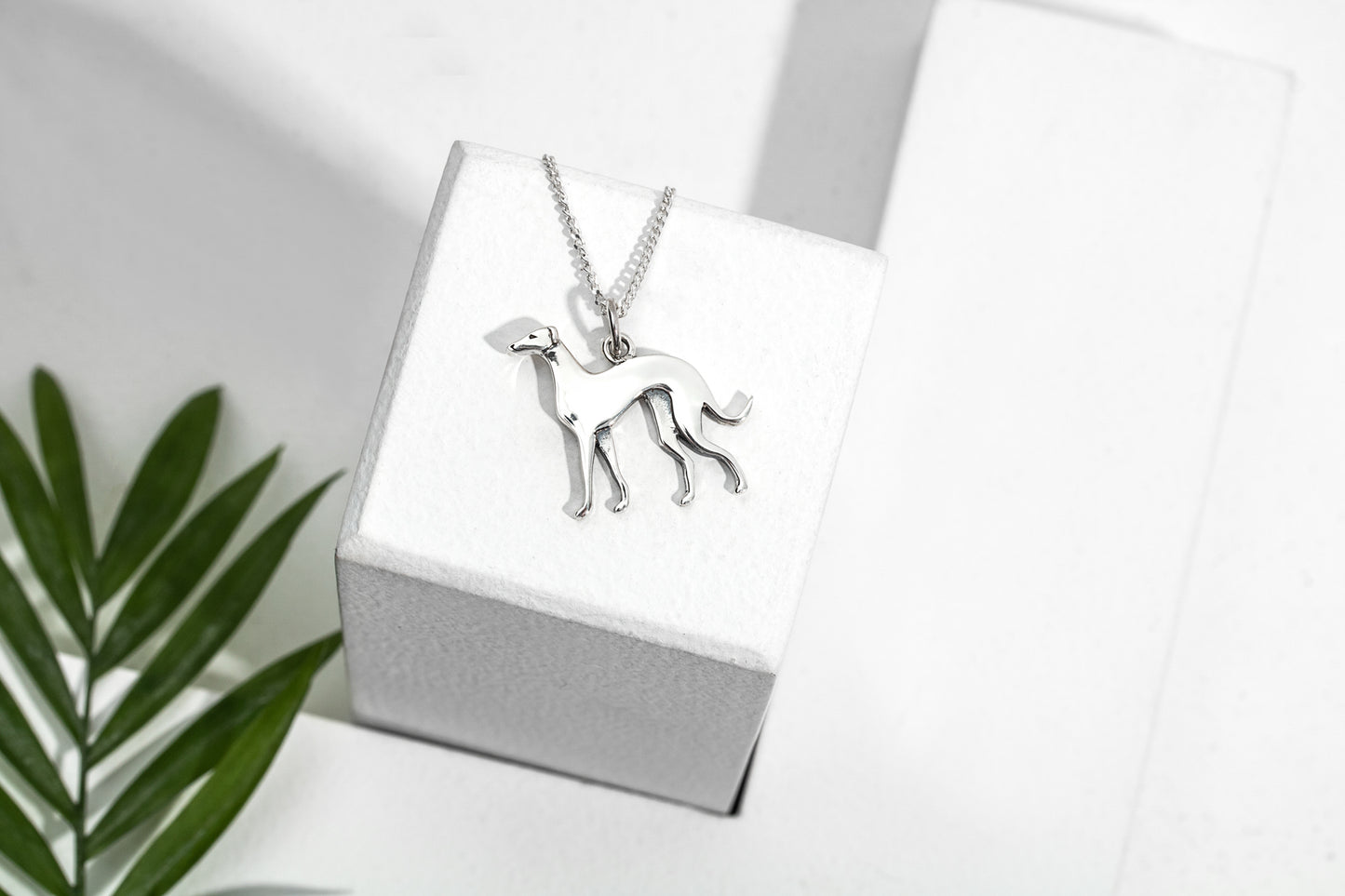 Sterling Silver Greyhound Dog Pendant Necklace