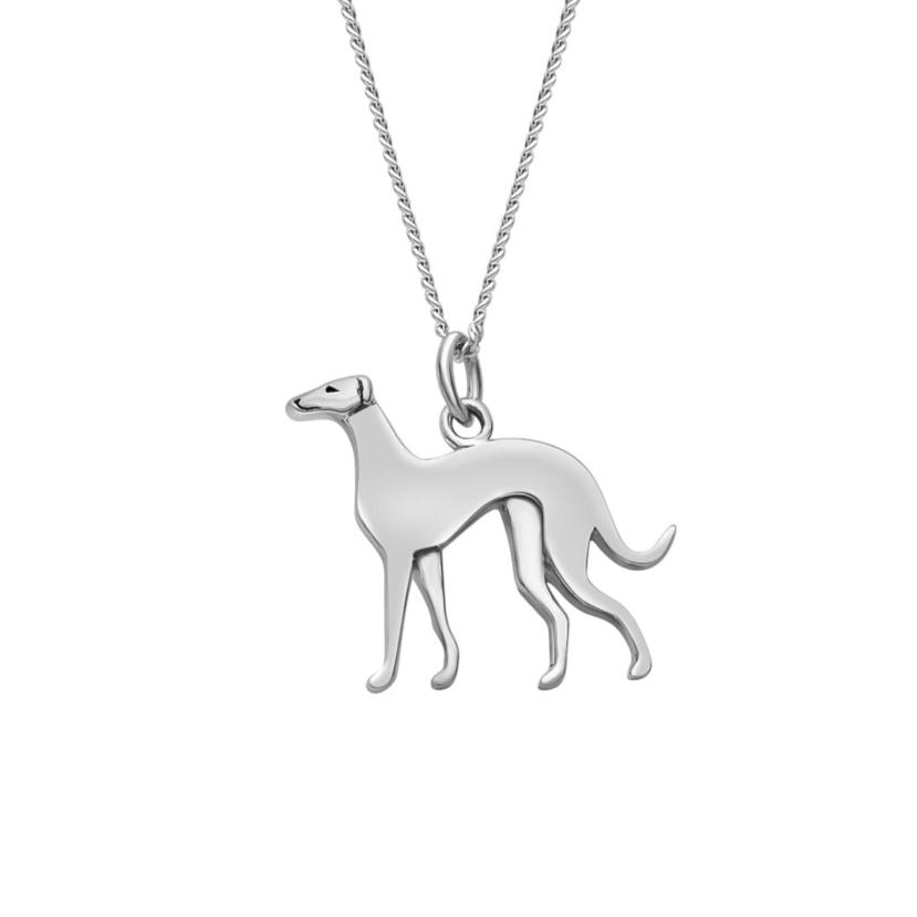 Sterling Silver Greyhound Dog Pendant Necklace