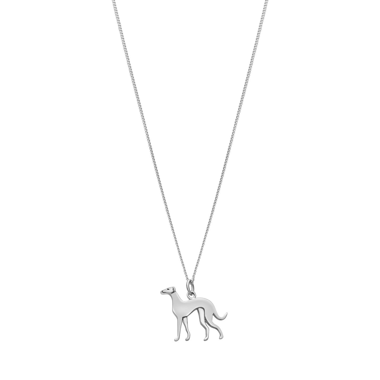 Sterling Silver Greyhound Dog Pendant Necklace