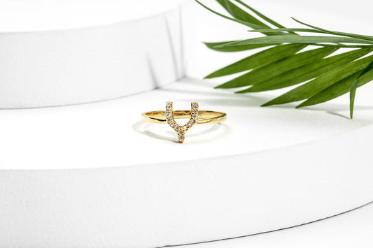 Sterling Silver 18k Gold-Plated Cubic Zirconia Slingshot Ring