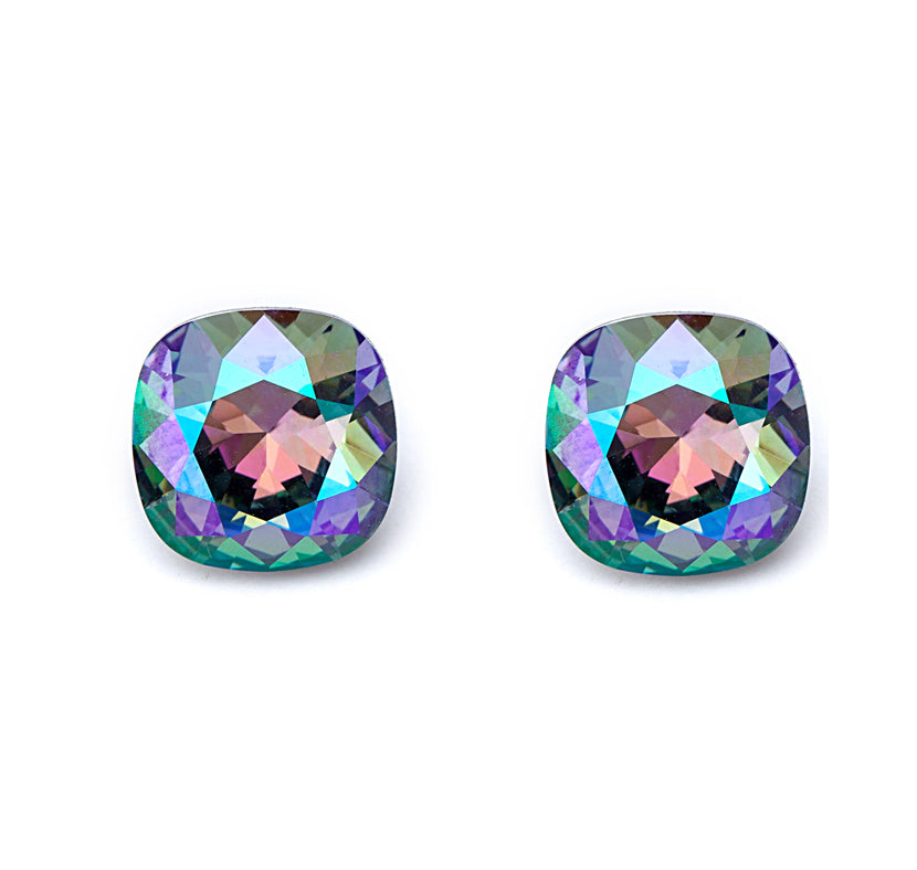 Cushion Cut Crystal Stud Earrings