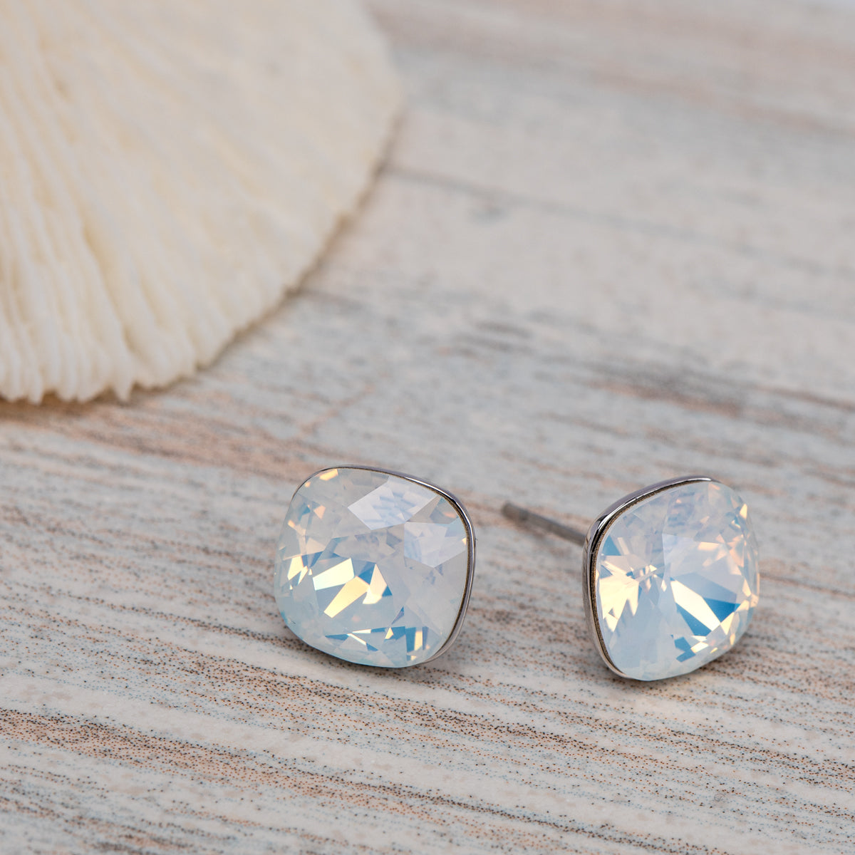 Cushion Cut Crystal Stud Earrings