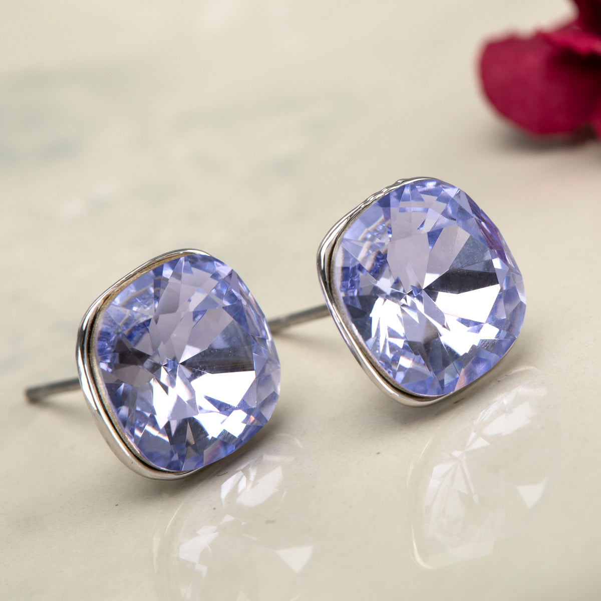 Cushion Cut Crystal Stud Earrings