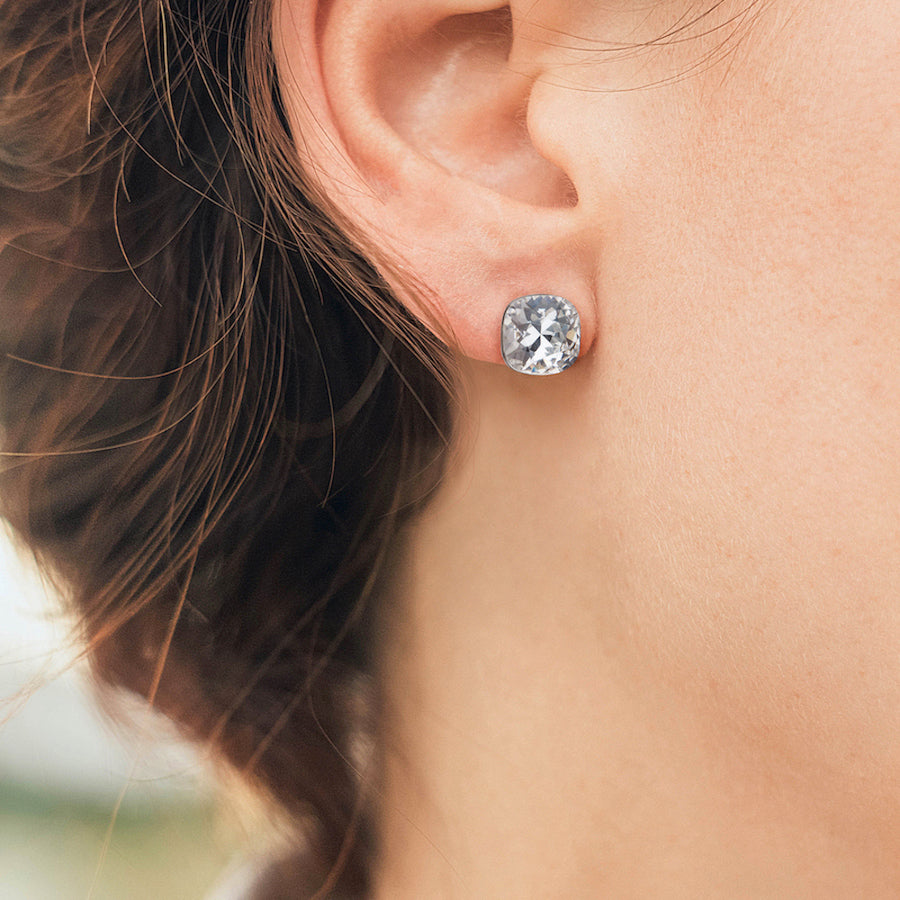 Cushion Cut Crystal Stud Earrings