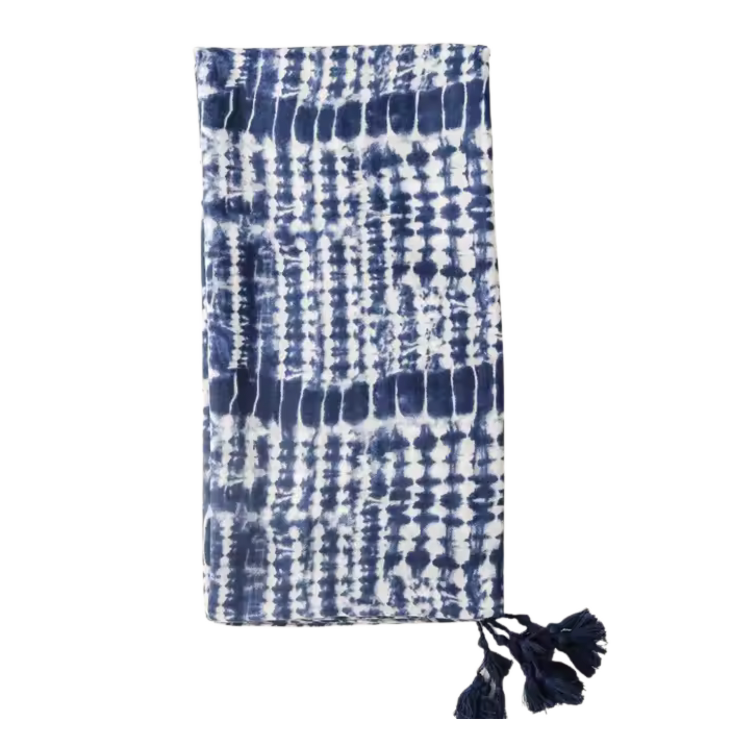 Indigo Tie-Dye Tassel Scarf – Boho Chic Style