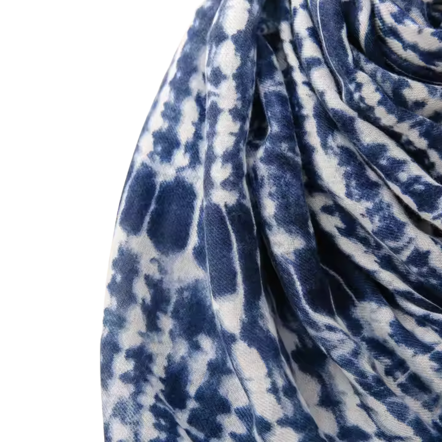Indigo Tie-Dye Tassel Scarf – Boho Chic Style