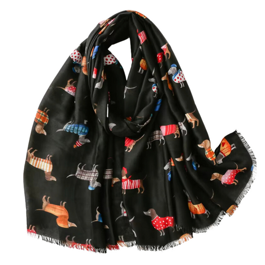 Playful and Adorable Dachshund Scarf in Black