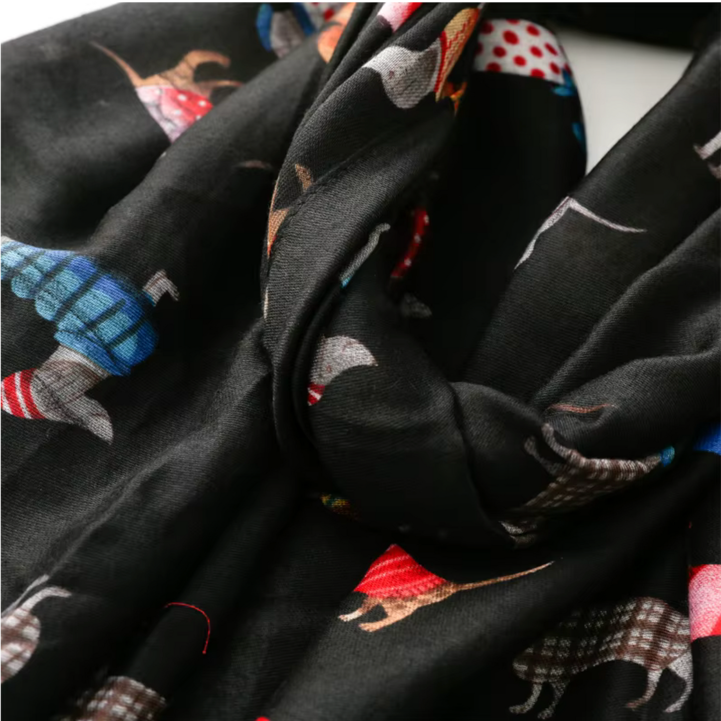 Playful and Adorable Dachshund Scarf in Black