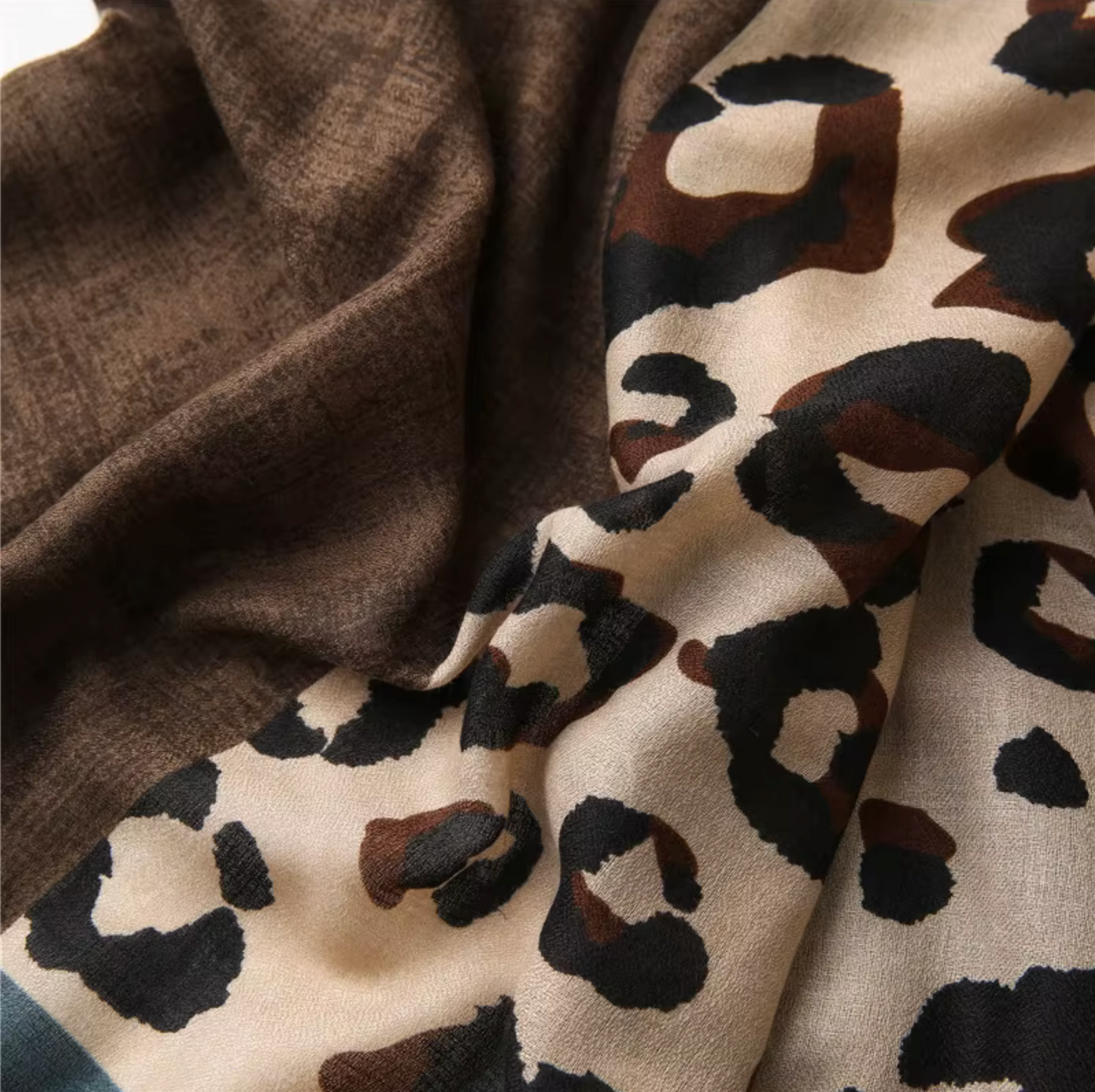 Bold Leopard Print Scarf in Earthy Slate and Coffee