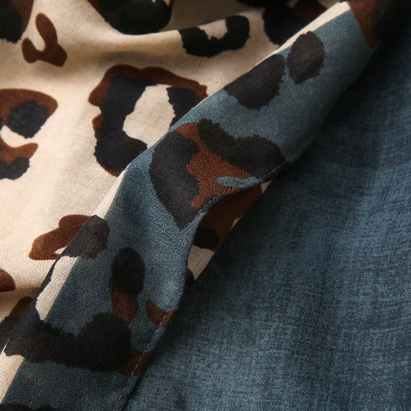 Bold Leopard Print Scarf in Earthy Slate and Coffee