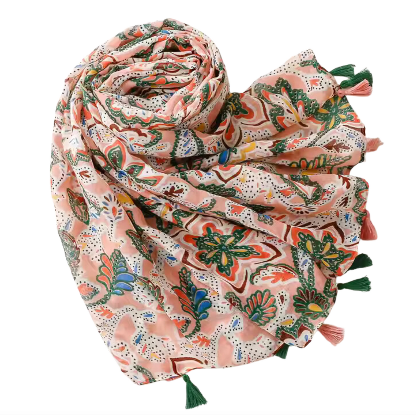 Floral Print Scarf with Tassel Details