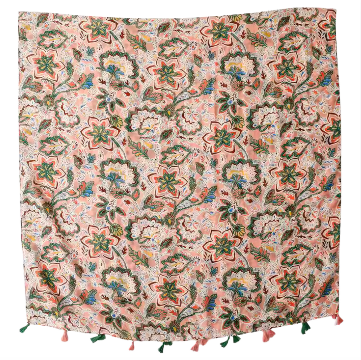 Floral Print Scarf with Tassel Details