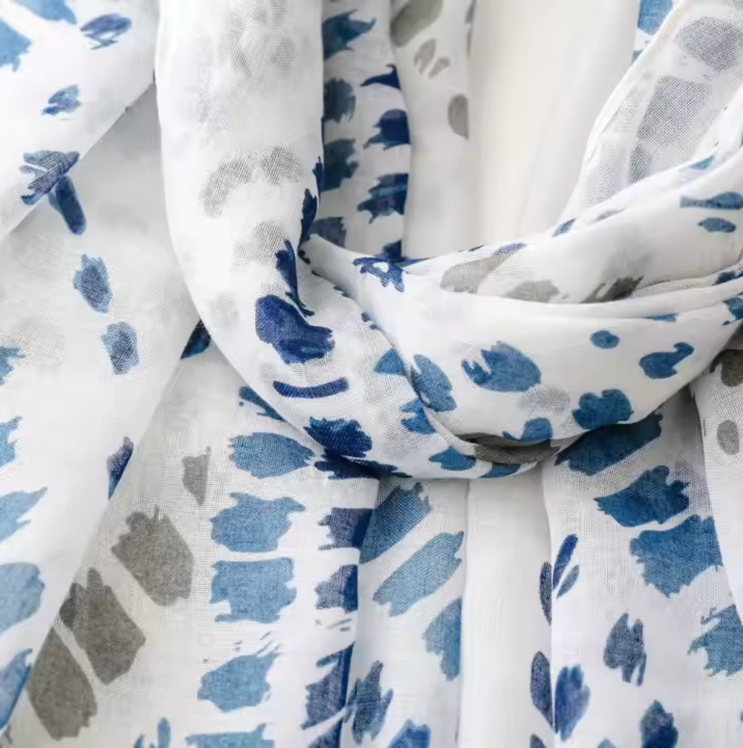 Blue Brushstroke Tassel Scarf