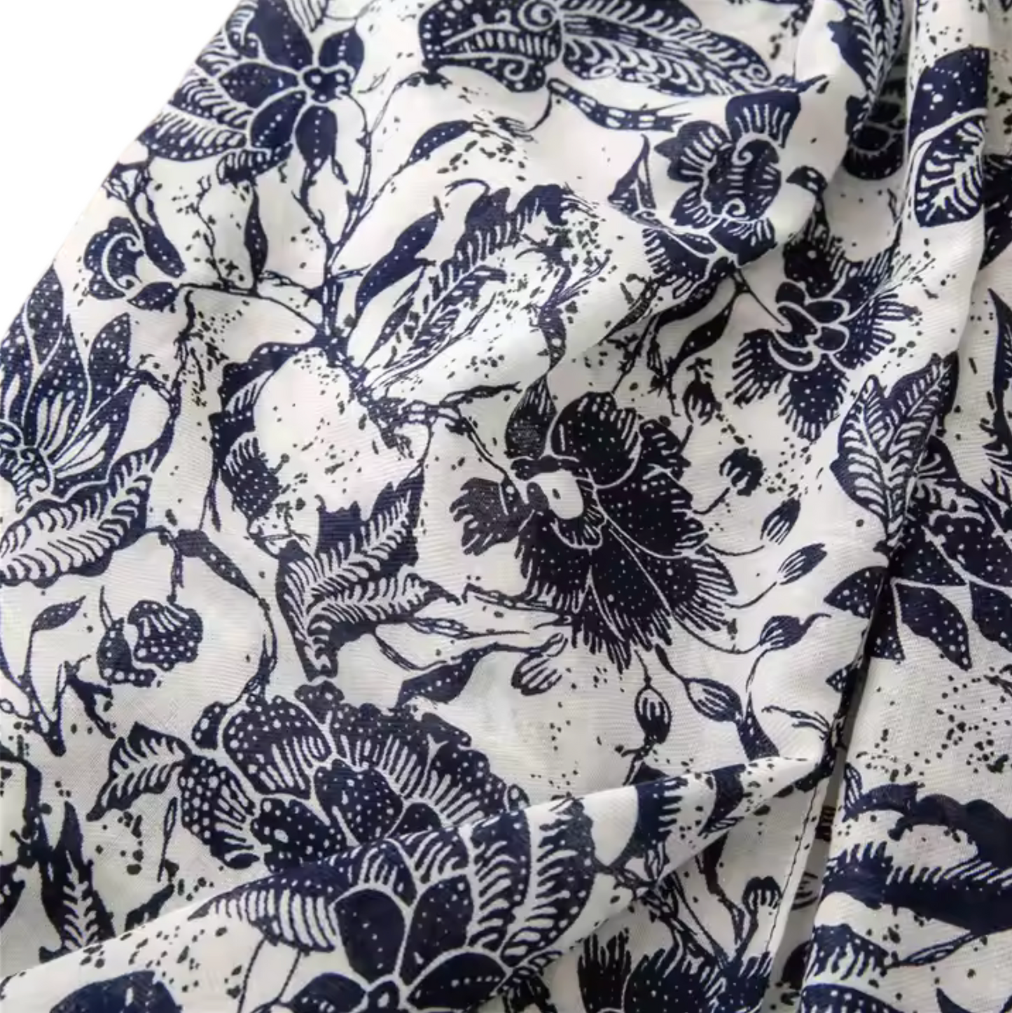 Floral Indigo Tassel Scarf