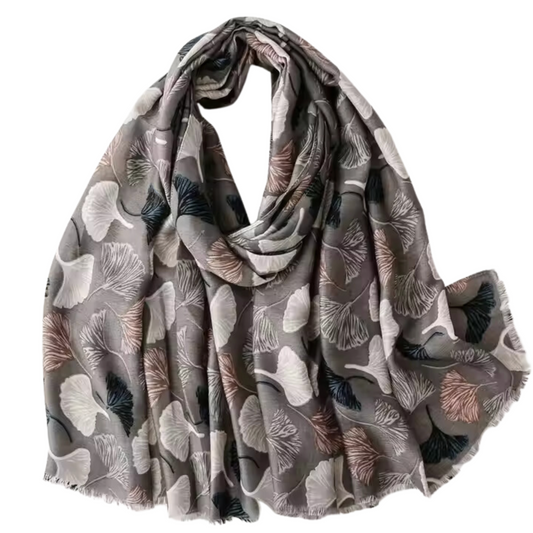 Elegant Ginkgo Leaf Print Scarf