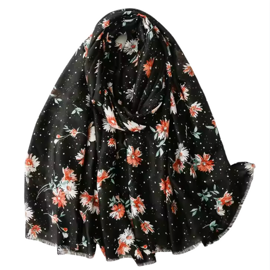 Starry Floral Print Scarf