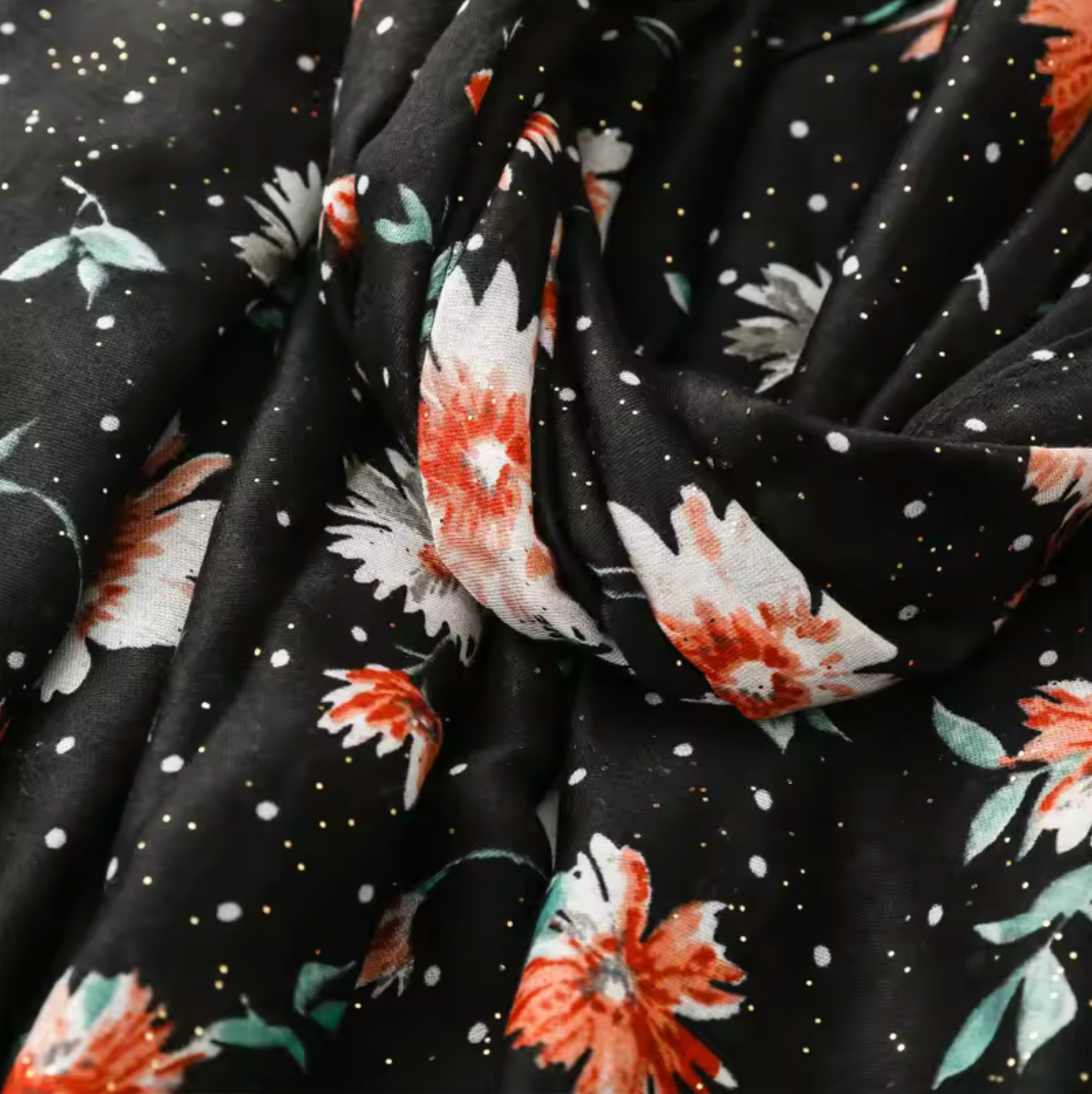 Starry Floral Print Scarf