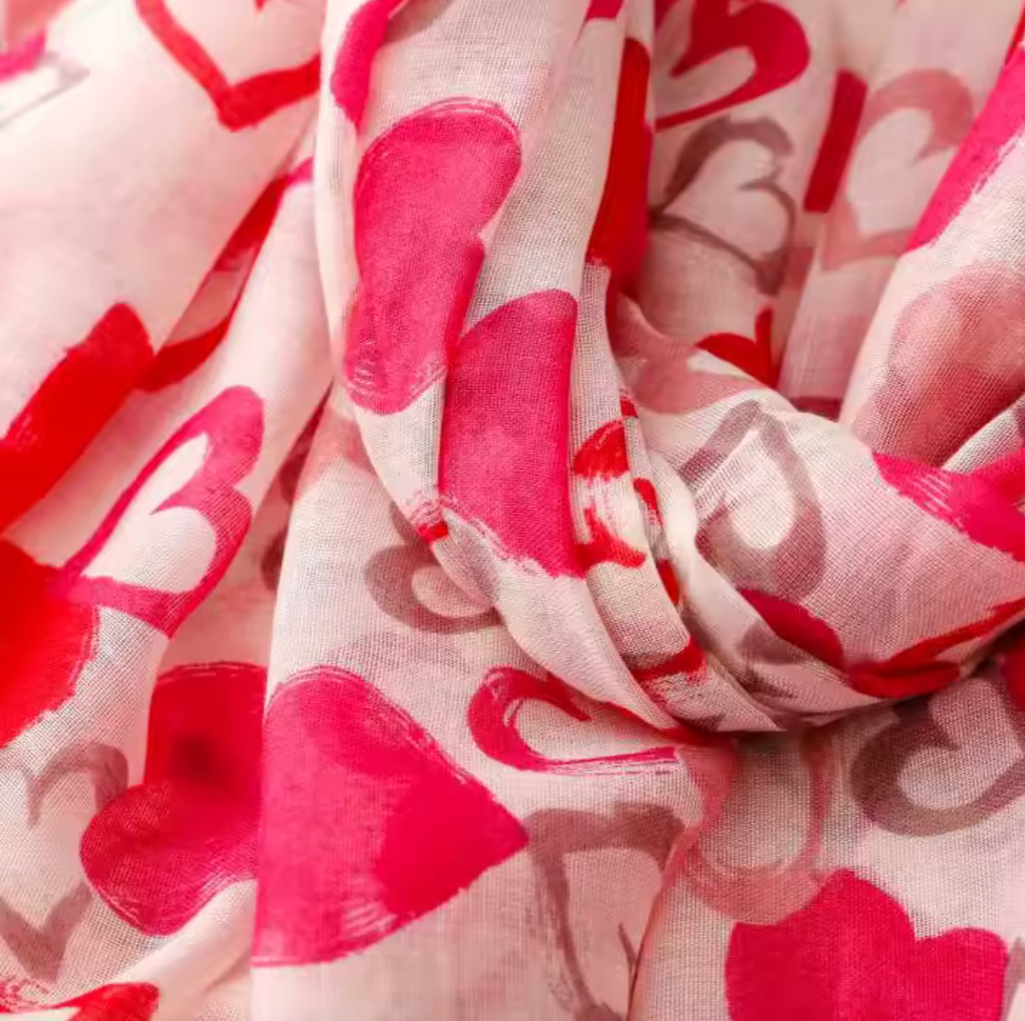 Heartfelt Love Print Scarf with Tassels