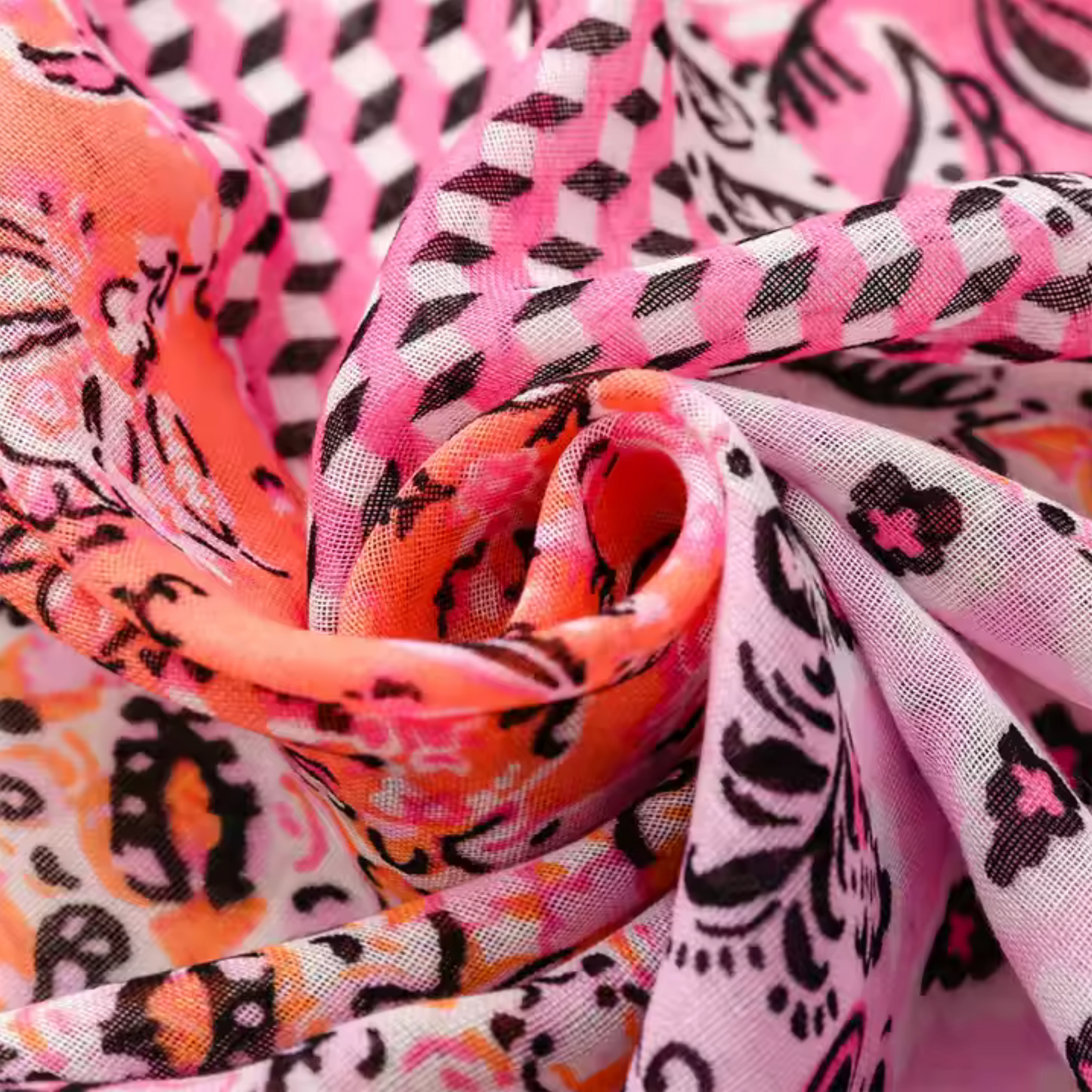 Vibrant Patchwork Boho Scarf with Tassel Accents