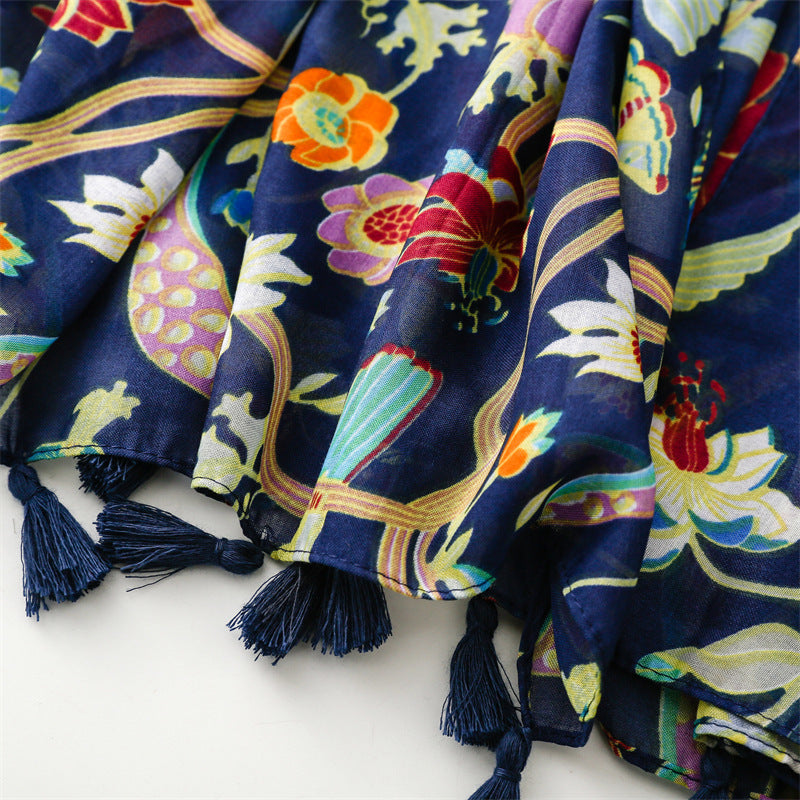 Tropical Navy Scarf