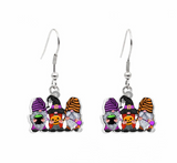 Purple & Orange Halloween Gnomes Drop Earrings