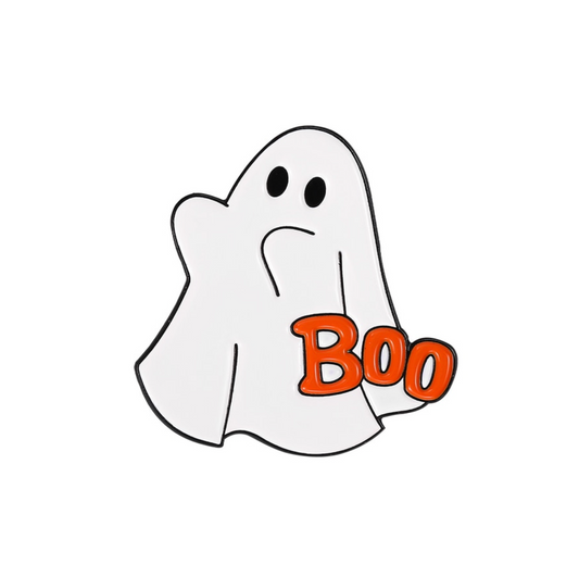 White Ghost & Orange Boo Brooch