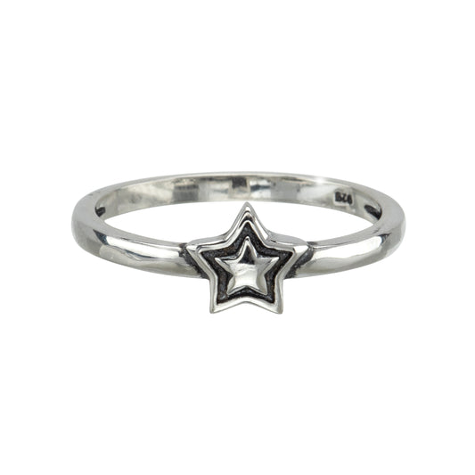 Oxidized Sterling Silver Star Ring