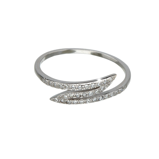 Cubic Zirconia & Sterling Silver Zigzag Ring