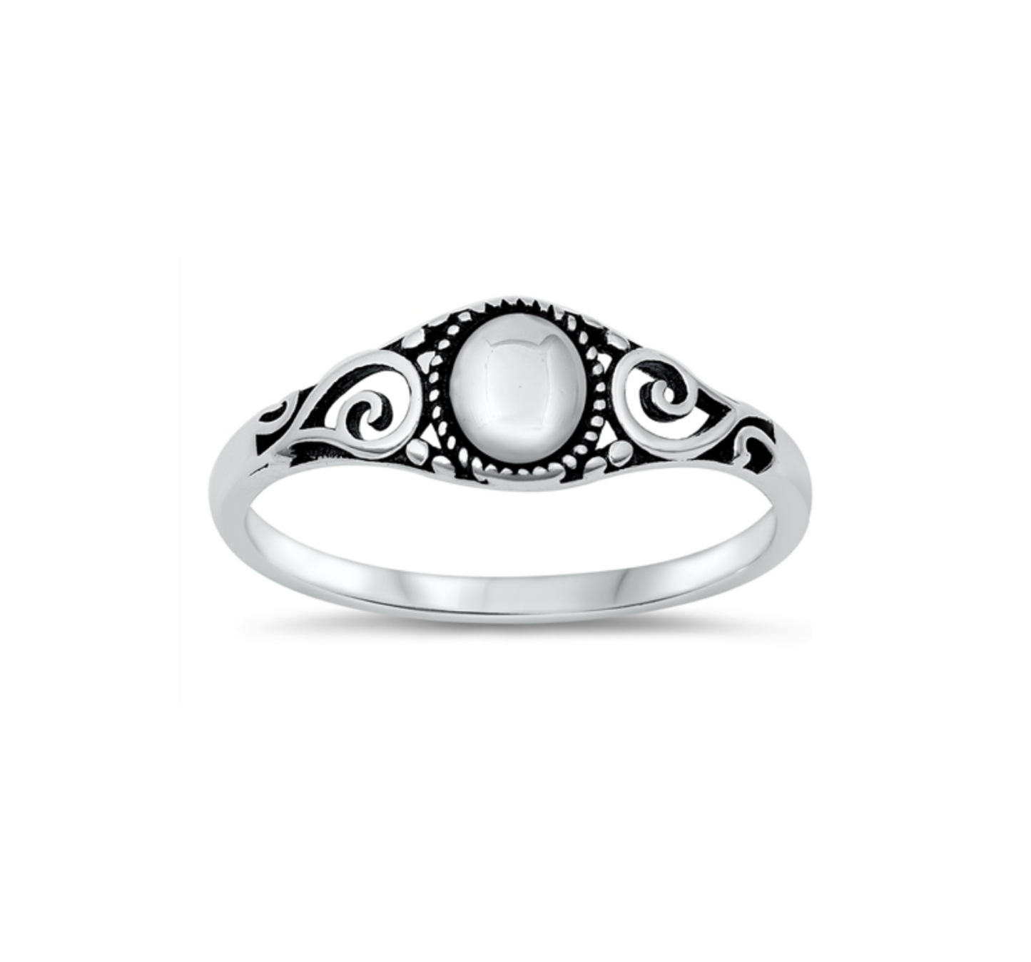 Sterling Silver Oval Swirl Ring