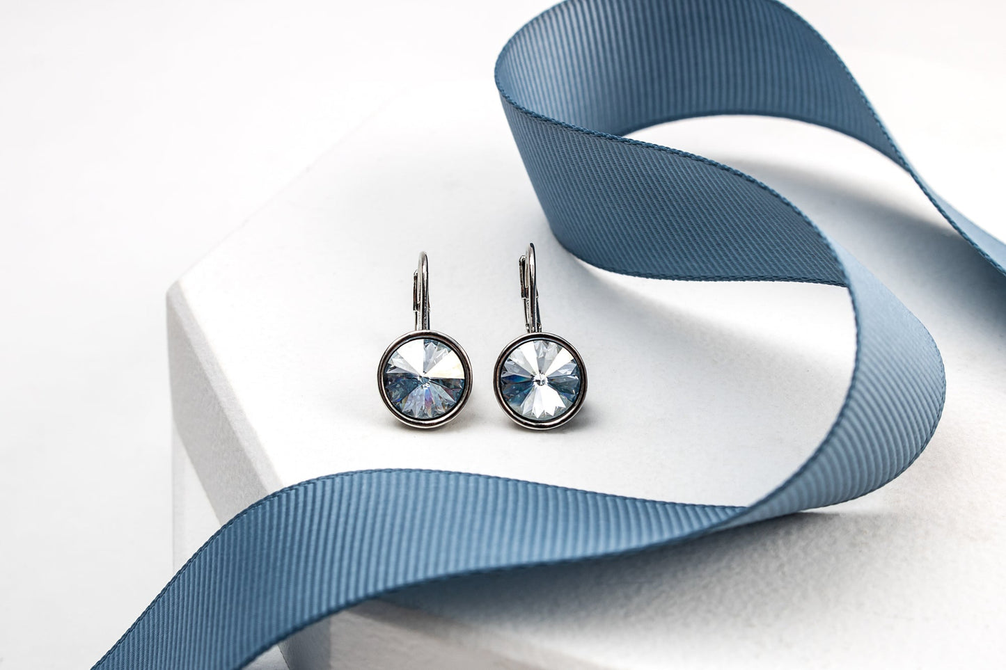 Mini Rivoli Swarovski Crystal Leverback Earrings