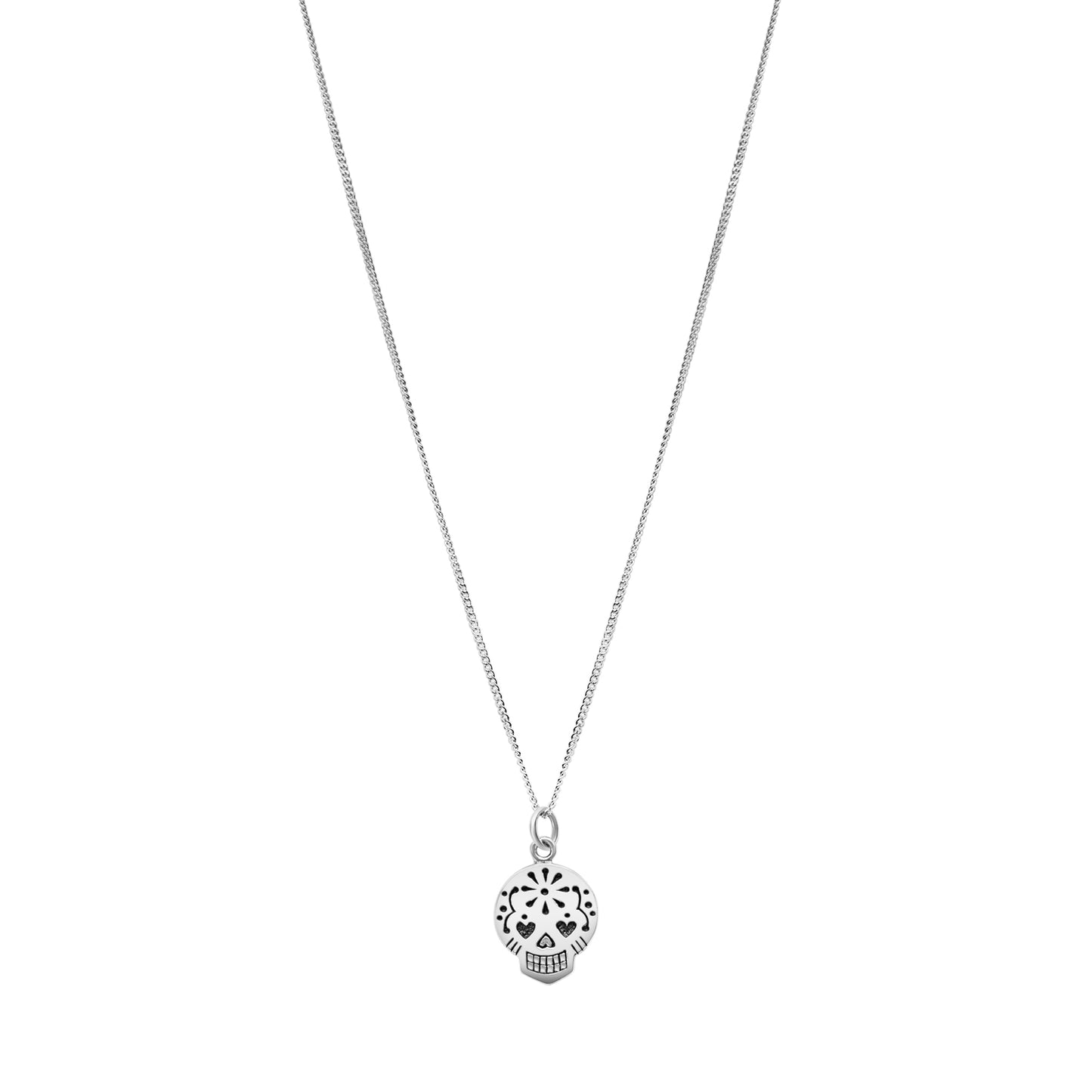 Sterling Silver Sugar Skull Pendant Necklace