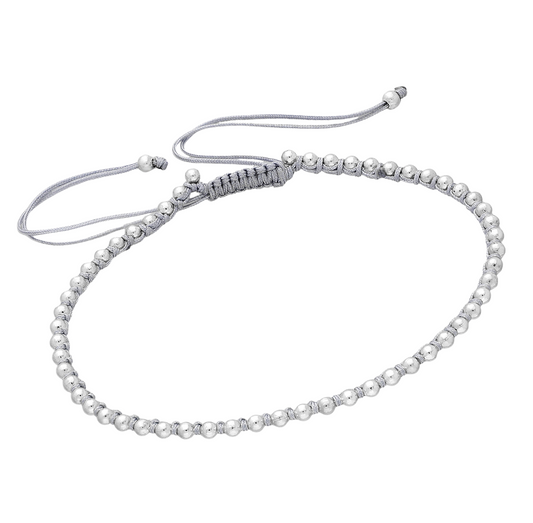 Grey Adjustable Sterling Silver Ball Bracelet