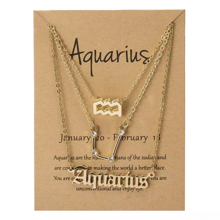 Goldtone & Crystal Layered Zodiac Necklace