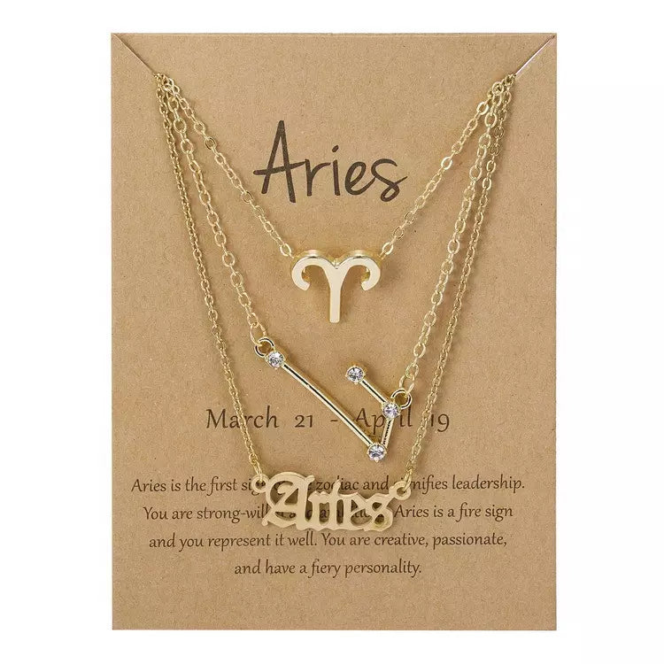 Goldtone & Crystal Layered Zodiac Necklace