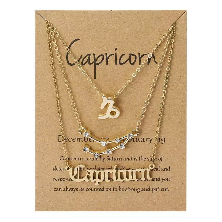 Goldtone & Crystal Layered Zodiac Necklace