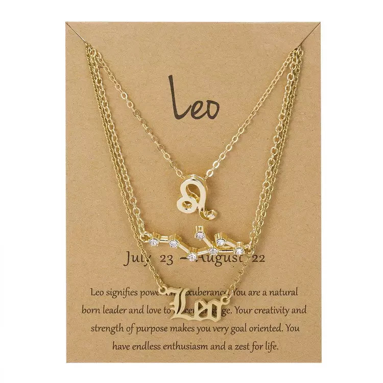 Goldtone & Crystal Layered Zodiac Necklace