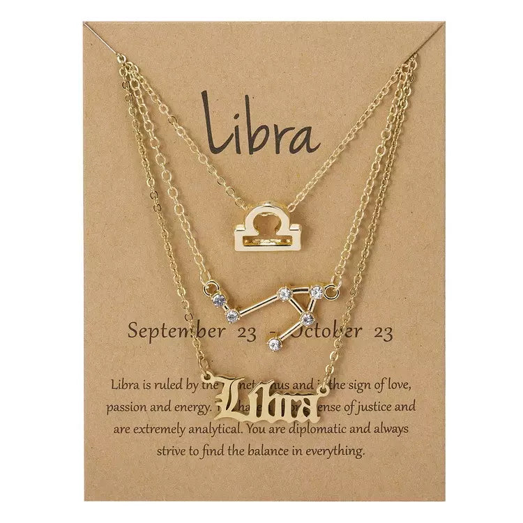 Goldtone & Crystal Layered Zodiac Necklace