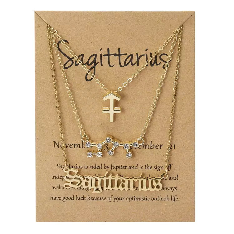 Goldtone & Crystal Layered Zodiac Necklace