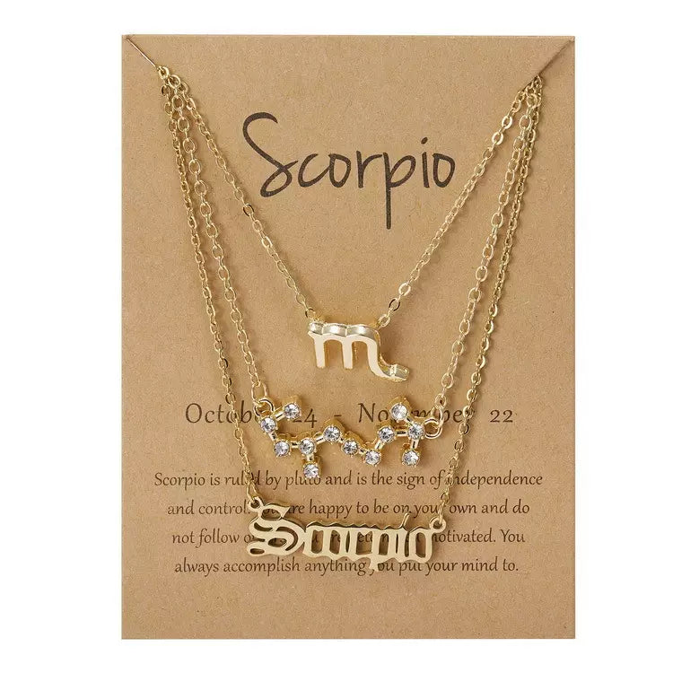 Goldtone & Crystal Layered Zodiac Necklace