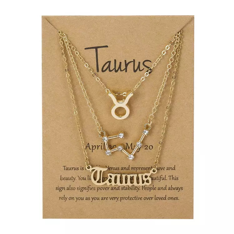 Goldtone & Crystal Layered Zodiac Necklace