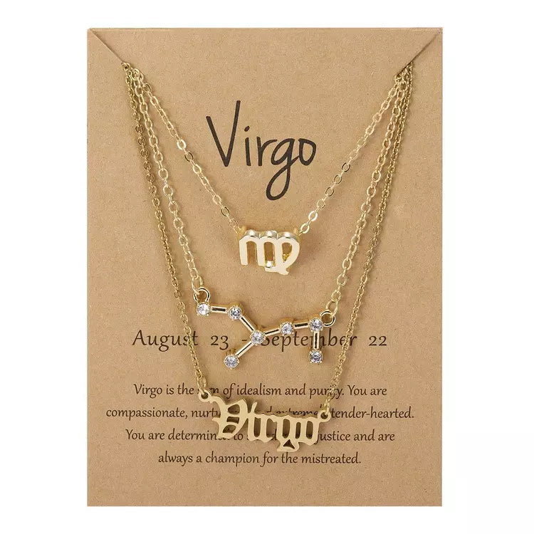 Goldtone & Crystal Layered Zodiac Necklace