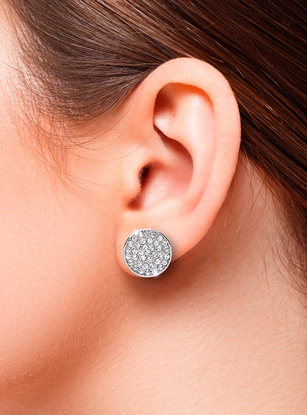 Circular Pave Stud Earrings with Swarovski