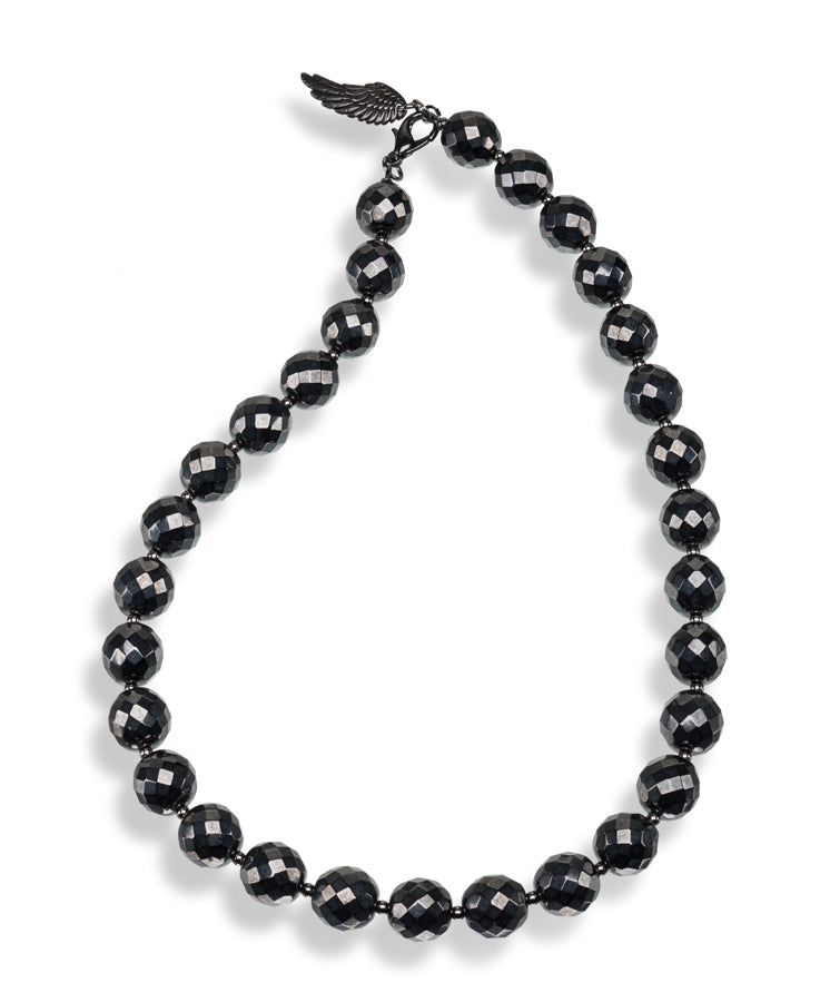 Black Crystal Gunmetal Tone Necklace