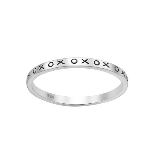 Sterling Silver 'XOXO' Etched Band