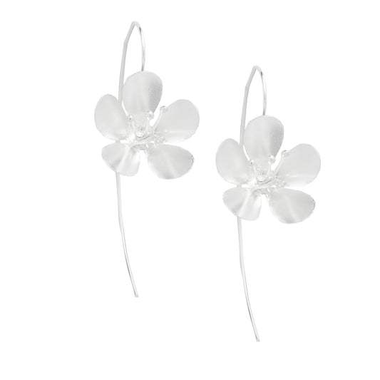 Sterling Silver Hanging Flower Threader Earrings